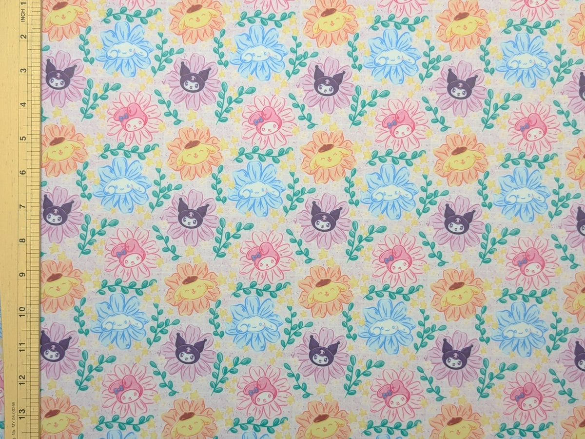 Printed Jelly Vinyl - Japanese Cat & Friends Flowers