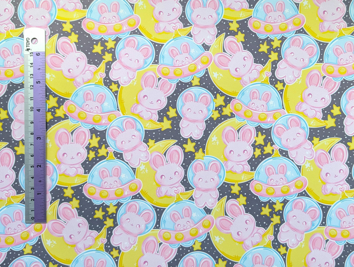 Smooth Vinyl - Bunnies in Space (Black)