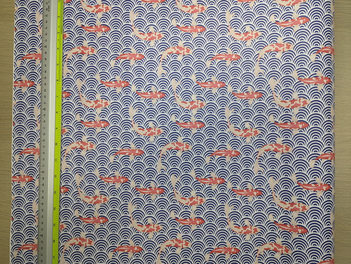 Pebbled Vinyl - Koi and Blue Waves