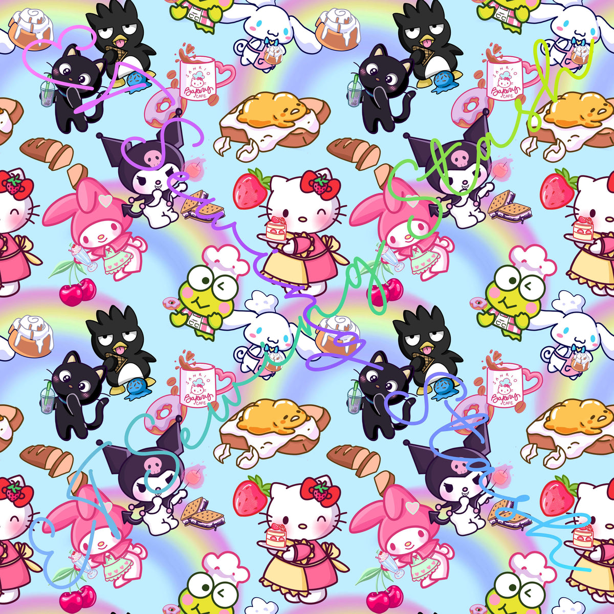 WRCC - Japanese Cat & Friends (Small Scale) - 1-yard Precut