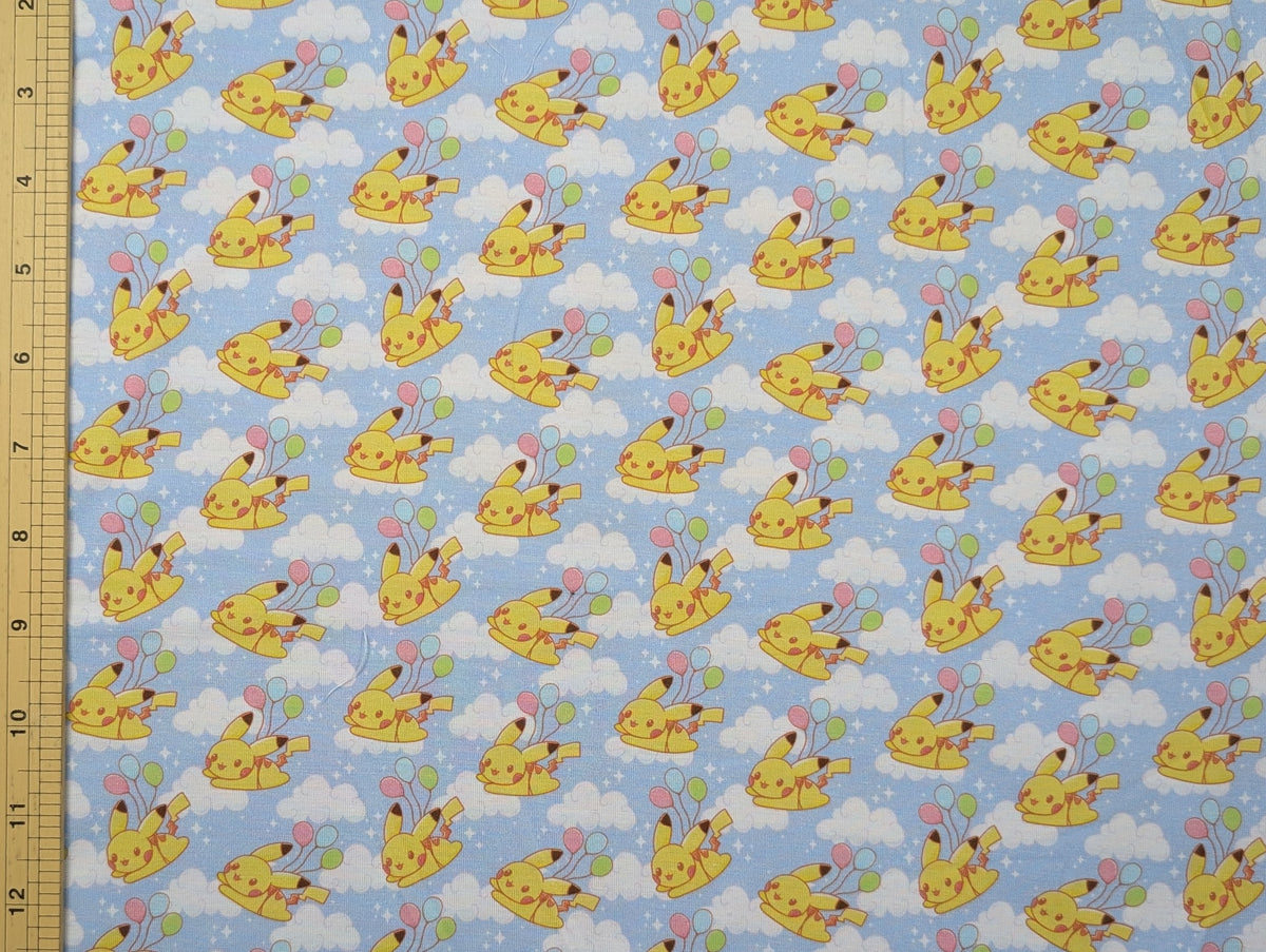 Bamboo Lycra - Pocket Monsters - Lightning Mouse in the Sky with Balloons - 1-metre