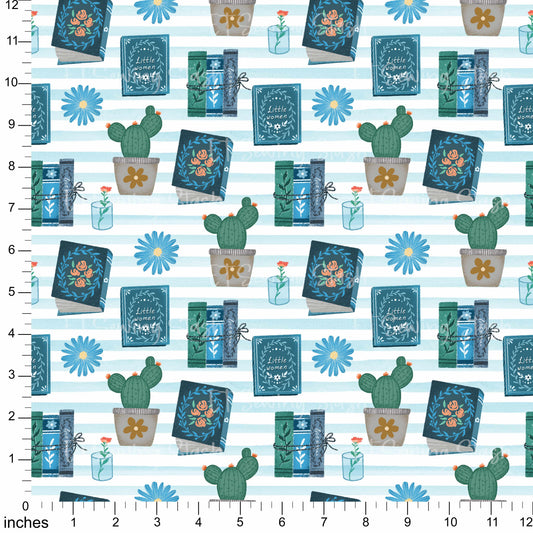 Cotton Twill - Books and Relaxation (5) - 1 metre Pre-cut