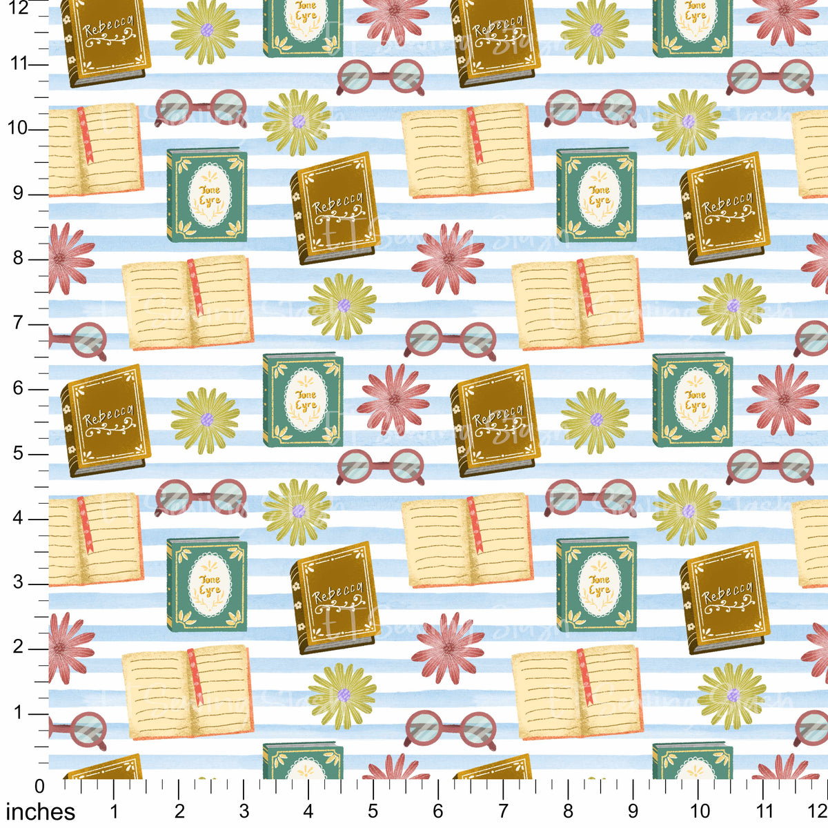Cotton Twill - Books and Relaxation (7) - 1 metre Pre-cut