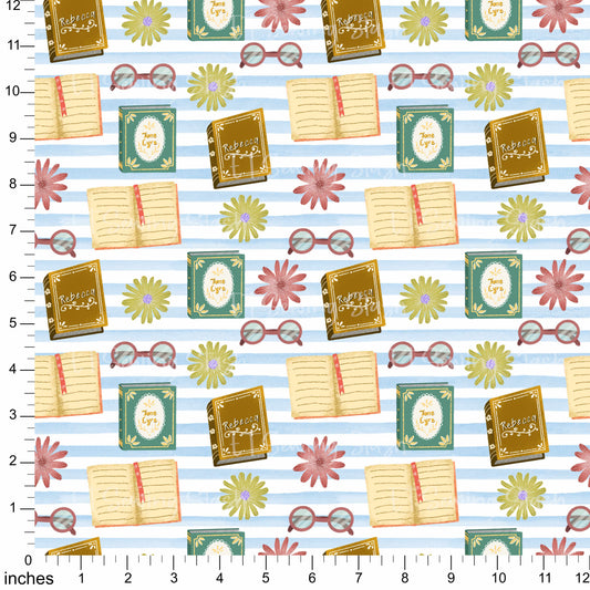 Cotton Twill - Books and Relaxation (7) - 1 metre Pre-cut