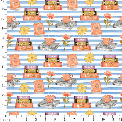 Cotton Twill - Books and Relaxation (8) - 1 metre Pre-cut