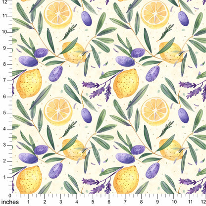 Cotton Twill - Tuscan Lemons - 1 metre Pre-cut