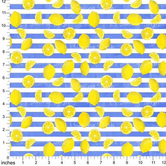 Cotton Twill - Summer Lemons (Stripes) - 1 metre Pre-cut