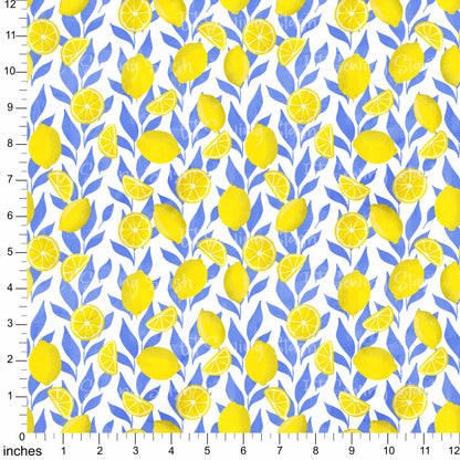 Cotton Twill - Summer Lemons (Leaves) - 1 metre Pre-cut