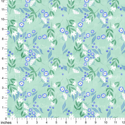 Cotton Twill - Summer Lemons (Toss-White Flowers) - 1 metre Pre-cut