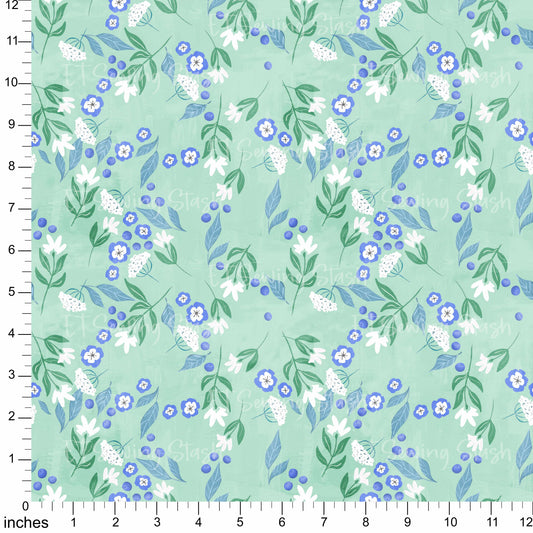 Cotton Twill - Summer Lemons (Toss-White Flowers) - 1 metre Pre-cut