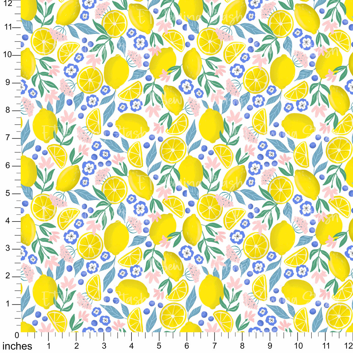 Cotton Twill - Summer Lemons (Toss-White) - 1 metre Pre-cut