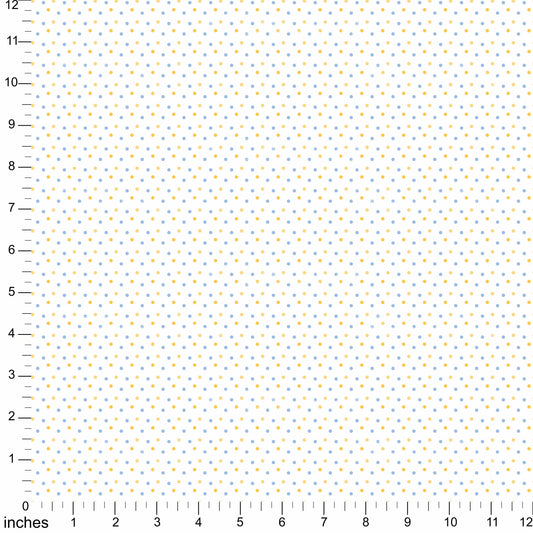 Cotton Twill - Blue and Yellow Polka Dots - 1.5 yard Pre-cut