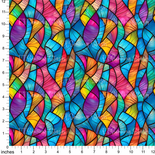 Cotton Twill - Stained Glass Waves - By the Metre