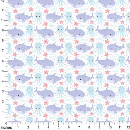 Cotton Twill - Pastel Blue Under The Sea 4 - By the Yard (Copy)
