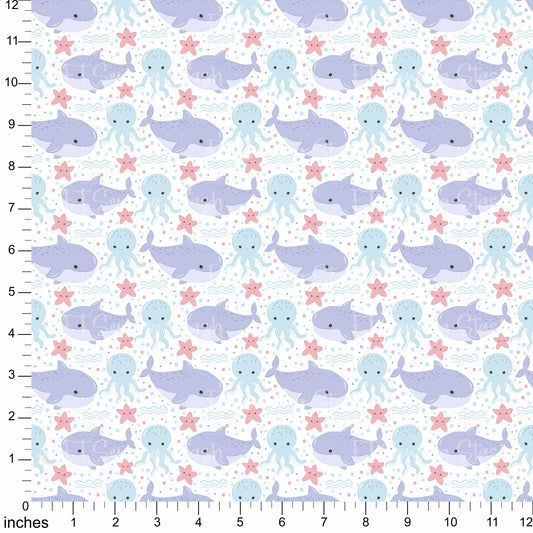 Cotton Twill - Pastel Blue Under The Sea 4 - By the Yard (Copy)