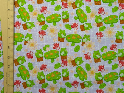 Cotton Lycra - Frogs Picnic (Purple) - By the metre