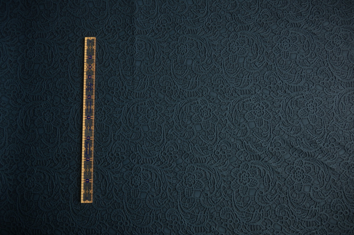 Embossed Lace Vinyl - Navy Blue