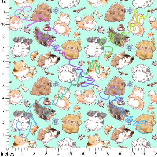 *PREORDER* [ET Sewing Stash X n2y88] Doggies (Main - Turquoise)