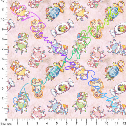 Cotton Lycra - [ET Sewing Stash X n2y88] Dragons (Antique Rose Wash) - By the yard