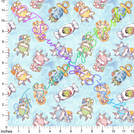 WRCC - [ET Sewing Stash X N2Y88] Dragons (Sky Blue Wash) - 1-yard Precut