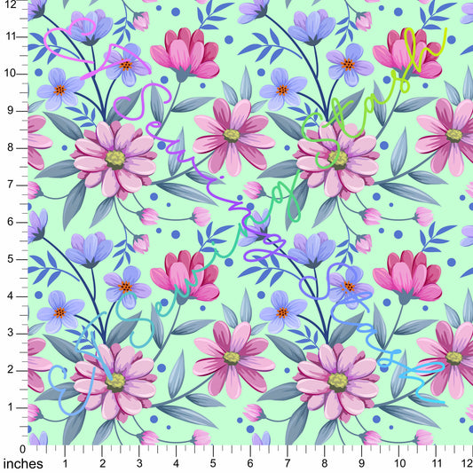 *PREORDER* Hollyhock and Flax Flowers (Mint)