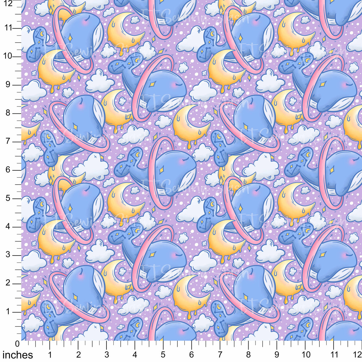 Cotton Twill - Space Whales (Purple) - By the Metre