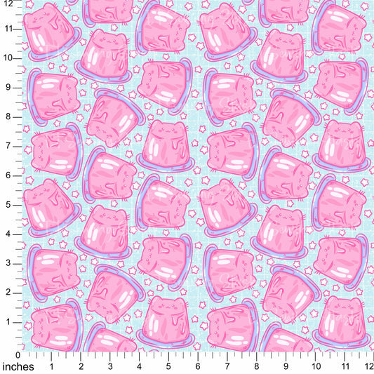 Cotton Twill - Cat Jelly (Blue) - By the Metre