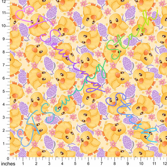 Waterproof Boardshorts - Ducks and Lavender (Yellow) - 1-metre Precut