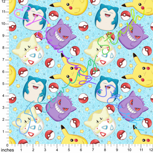 0.8mm Cross-grained Vinyl - Squishies - Pocket Monsters (Light Blue)