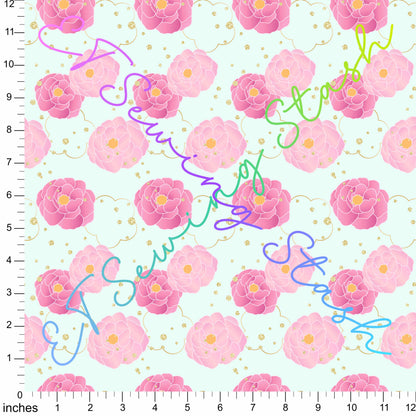 Athletic Knit - Pink Japanese Peonies - 1.5-yard Precut
