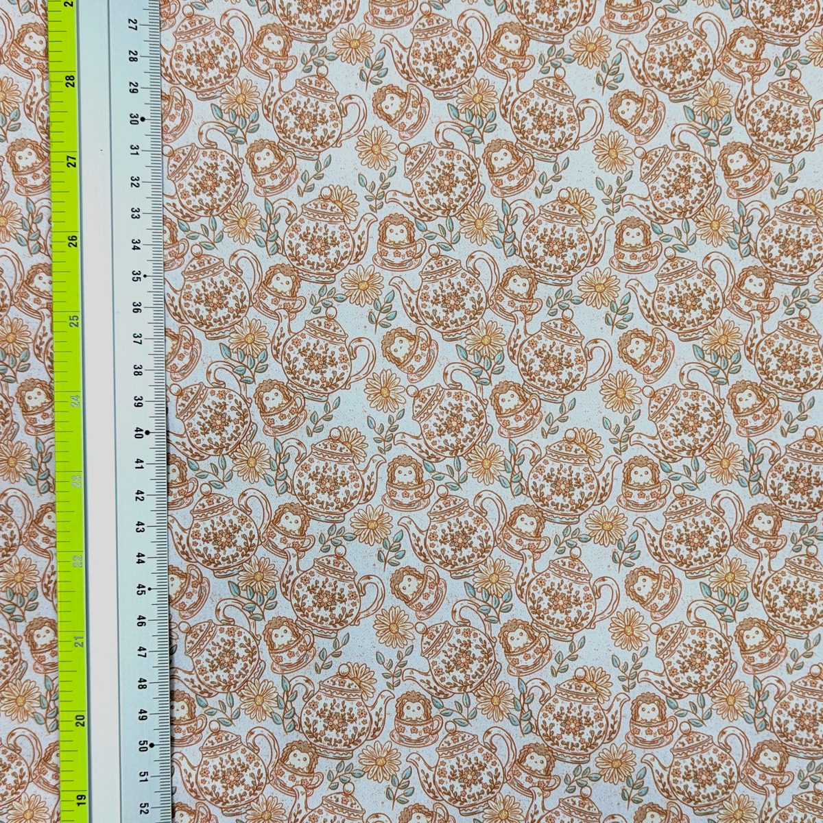 Cotton Twill - Hedgehog Tea Set (Purple) - By the Metre