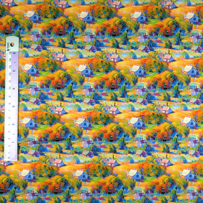 Cotton Twill - Oil Painting - Countryside - 1 metre Pre-cut