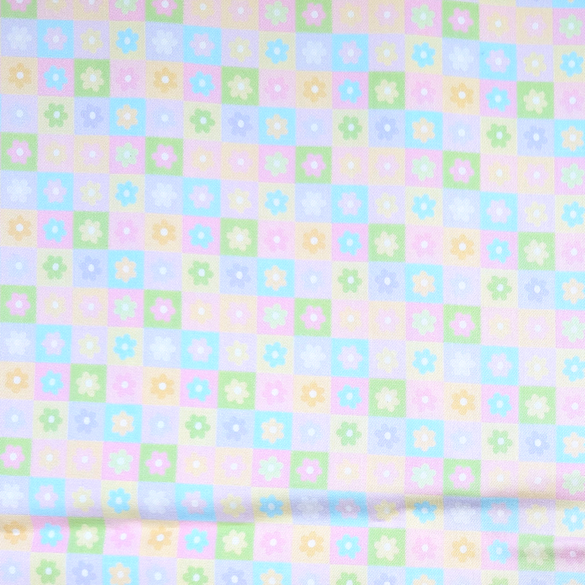 Cotton Twill - Simple Flower Tiles - 1 metre Pre-cut