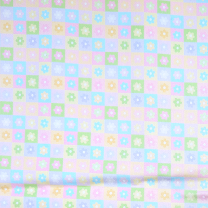 Cotton Twill - Simple Flower Tiles - 1 metre Pre-cut