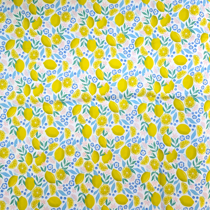 Cotton Twill - Summer Lemons (Toss-White) - 1 metre Pre-cut