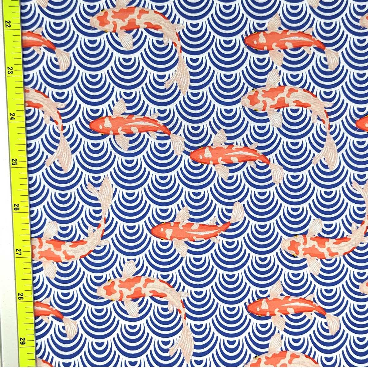 Cotton Twill - Koi and Blue Waves - By the Yard