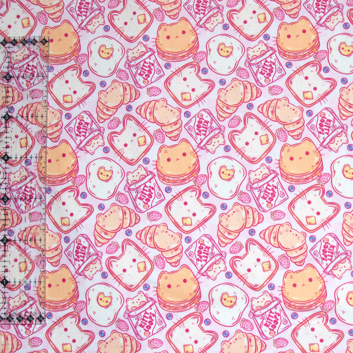 Cotton Twill - Cat Breakfast - 1 metre Pre-cut