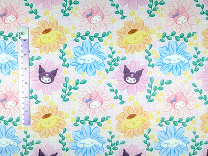 Smooth Vinyl - Jap Cat & Friends in Flowers (Purple)